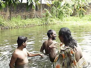 DIRTY BIG Chest BHABI BATH IN POND WITH  HANDSOME DEBORJI (OUTDOOR)