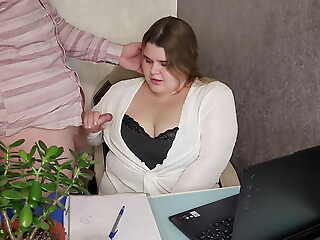 Fucked a sexy secretary with big tits in doggie style