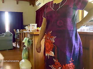 Indian Hang on Romance in the Kitchen - Wife Dress Lifted Up and Irritant Squeezed and Fingered