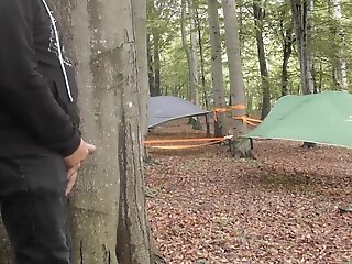 Creampie with a stranger forwards camping