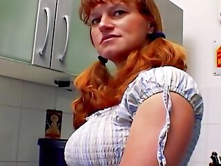 A curvy German babe gets her asshole discontinuous wide chum around with annoy kitchen