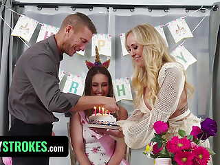 Step Mom Brandi Love Surprises Laney Superannuated Helter-skelter A Threesome For The brush 18th Birthday - FamilyStrokes