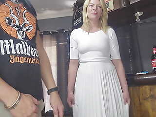 Stepmom lifting her dress and spreading her pussy so i can fill it with my cock