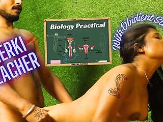 Teacher with obedient student in Biology Sound gallimaufry