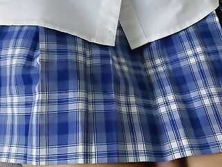 Schoolgirl 18+ in school uniform, perfect interior and luscious ass gets wet and unreduced up inside her pink stingy pussy