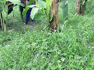 I see my aunty going towards along to banana plantation, I followed their way and hugged their way and started fucking their way in along to plantation.