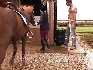 Two Skinny Infancy seduce to Hard Outdoor Sex by Big Learn of Guys at Horse Till